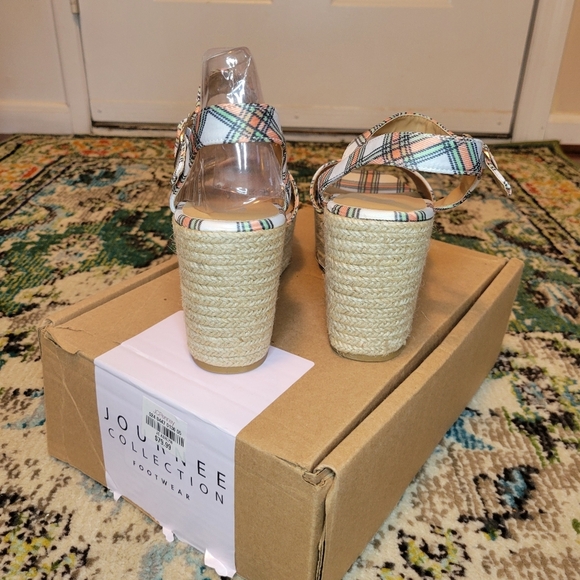 NIB Journee Collection Footwear Plaid Strappy Bohemian Open Toe Heels, Size  7.5 - Picture 7 of 9